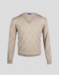 Patrick Hellmann Collection Beige Pullover V-Neck thumbnail